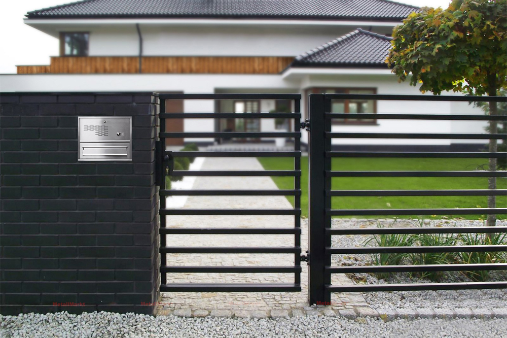 MODERN FRONTPLATTE BRIEFEINWURF MAUERDURCHWURF BRIEFKASTEN KLINGEL